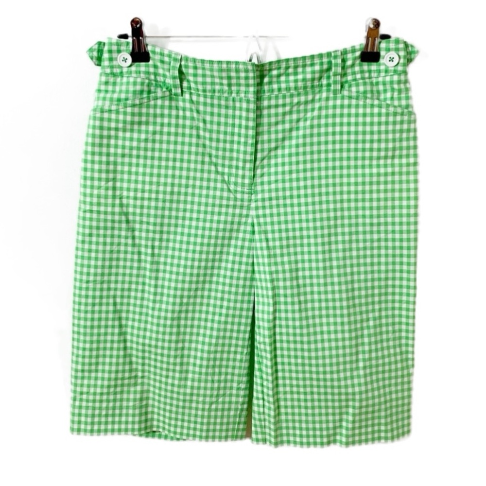 Jones New York Sport Gingham Checked Walking Shorts High Rise Pockets Size 10 💚🤍